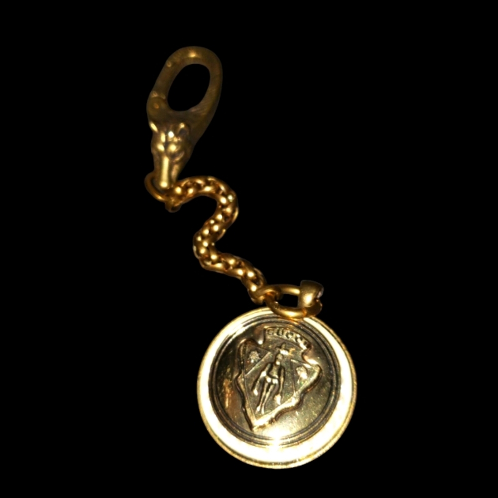 GUCCI VINTAGE Gold and Silver Medallion Keychain/Bag Charm